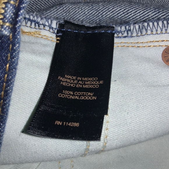 Frye denim mini skirt waist Sz 30 distressed raw hem - Picture 5 of 6